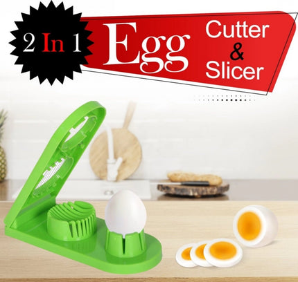 Pack of 2 – 2-in-1 Boiled Egg & Mushroom Slicer Cutter Chopper (Plastic + Stainless Steel Wire)