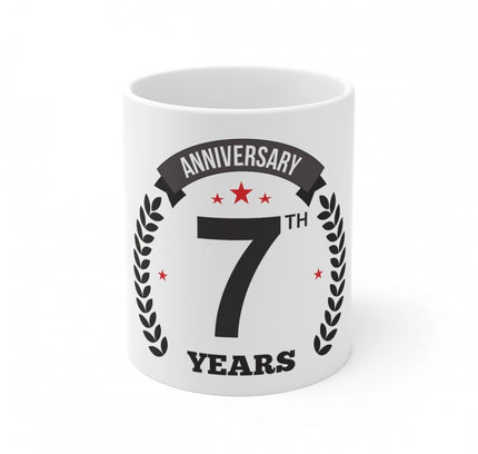Ceramic 7th Anniversary Printed Coffee Mug (Color: White, Capacity:330ml)