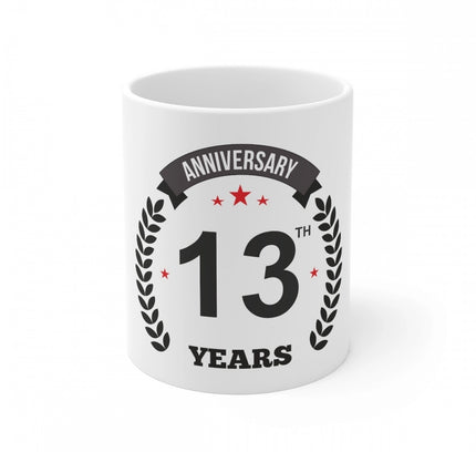 Ceramic 13th Anniversary Printed Coffee Mug (Color: White, Capacity:330ml)