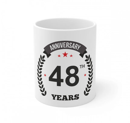 Ceramic 48th Anniversary Printed Coffee Mug (Color: White, Capacity:330ml)