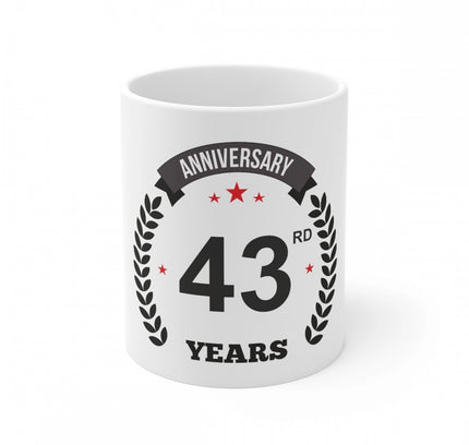 Ceramic 43rd Anniversary Printed Coffee Mug (Color: White, Capacity:330ml)