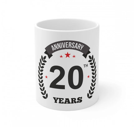 Ceramic 20th Anniversary Printed Coffee Mug (Color: White, Capacity:330ml)