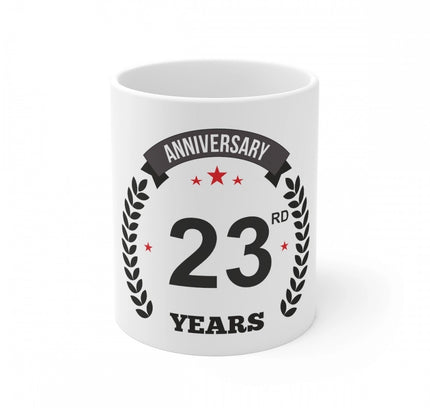 Ceramic 23rd Anniversary Printed Coffee Mug (Color: White, Capacity:330ml)