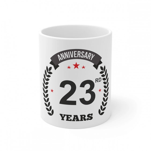 Ceramic 23rd Anniversary Printed Coffee Mug (Color: White, Capacity:330ml)