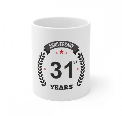 Ceramic 31st Anniversary Printed Coffee Mug (Color: White, Capacity:330ml)