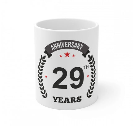 Ceramic 29th Anniversary Printed Coffee Mug (Color: White, Capacity:330ml)