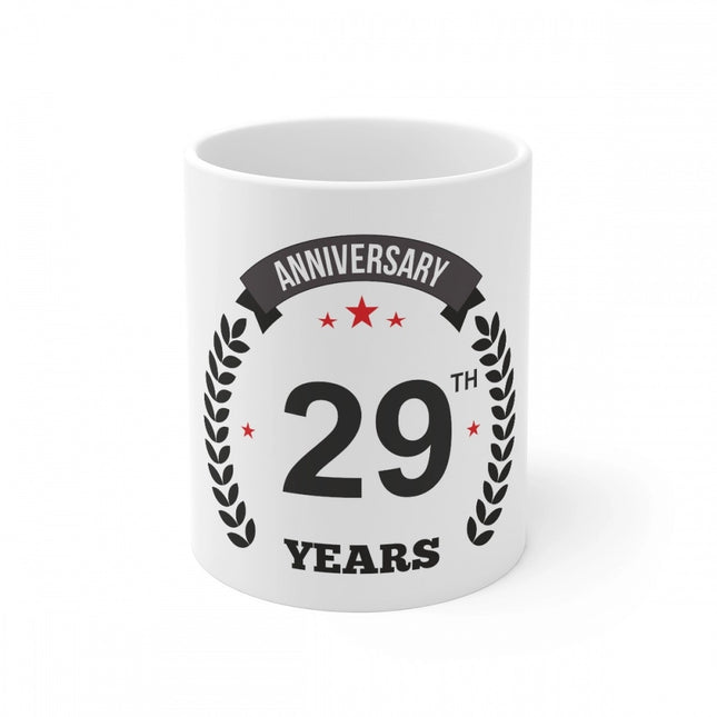 Ceramic 29th Anniversary Printed Coffee Mug (Color: White, Capacity:330ml)