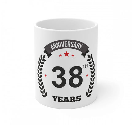 Ceramic 38th Anniversary Printed Coffee Mug (Color: White, Capacity:330ml)