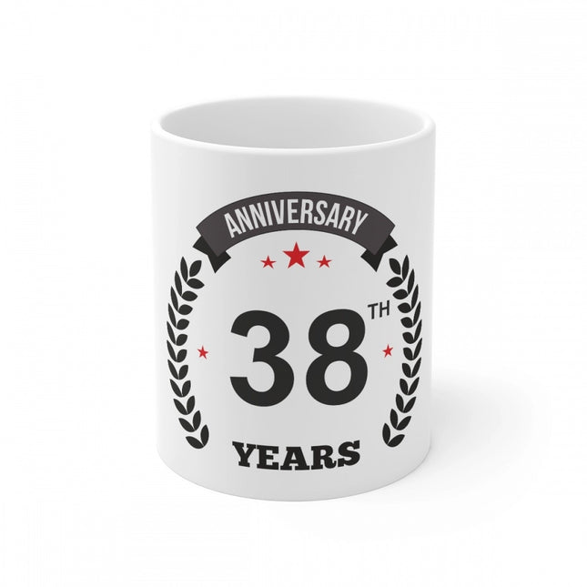 Ceramic 38th Anniversary Printed Coffee Mug (Color: White, Capacity:330ml)