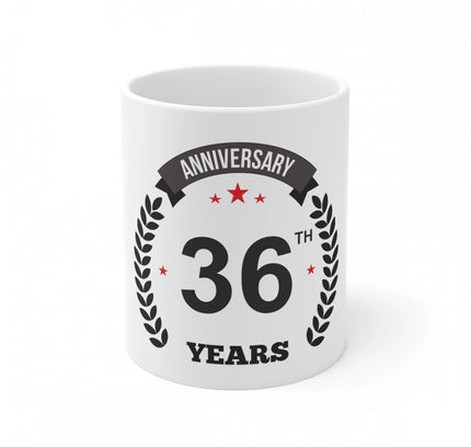 Ceramic 36th Anniversary Printed Coffee Mug (Color: White, Capacity:330ml)