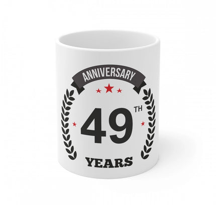 Ceramic 49th Anniversary Printed Coffee Mug (Color: White, Capacity:330ml)