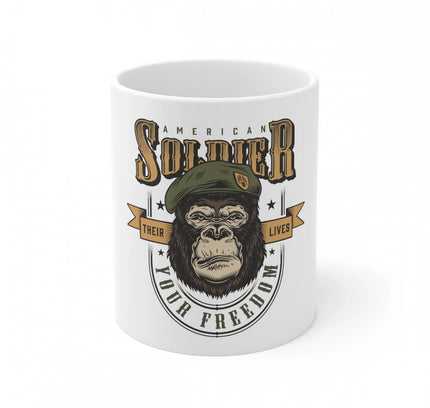 Ceramic Gorila Desing Printed Coffee Mug (Color: White, Capacity:330ml)