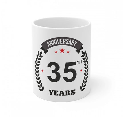 Ceramic 35th Anniversary Printed Coffee Mug (Color: White, Capacity:330ml)