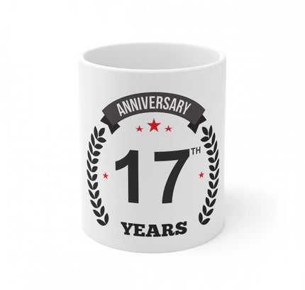 Ceramic 17th Anniversary Printed Coffee Mug (Color: White, Capacity:330ml)