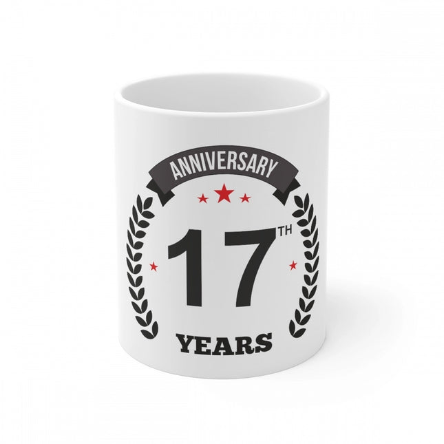 Ceramic 17th Anniversary Printed Coffee Mug (Color: White, Capacity:330ml)