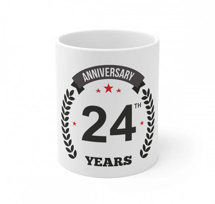 Ceramic 24th Anniversary Printed Coffee Mug (Color: White, Capacity:330ml)