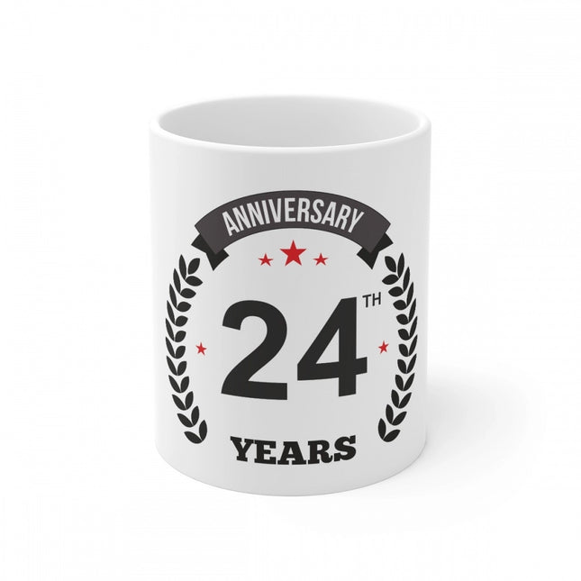 Ceramic 24th Anniversary Printed Coffee Mug (Color: White, Capacity:330ml)