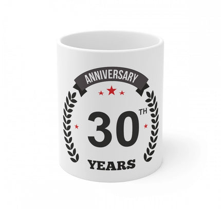 Ceramic 30th Anniversary Printed Coffee Mug (Color: White, Capacity:330ml)