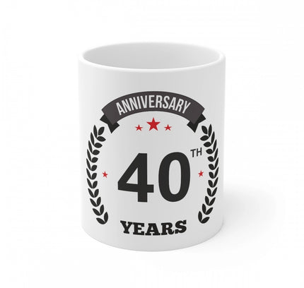 Ceramic 40th Anniversary Printed Coffee Mug (Color: White, Capacity:330ml)