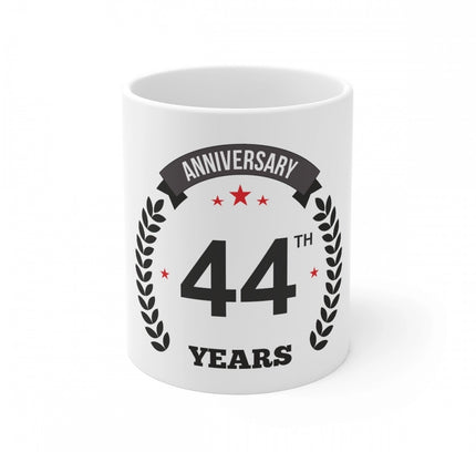 Ceramic 44th Anniversary Printed Coffee Mug (Color: White, Capacity:330ml)