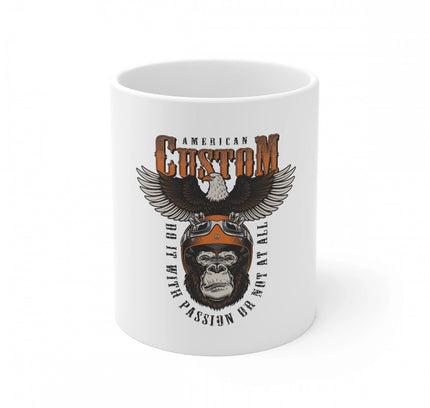 Ceramic Gorila Desing Printed Coffee Mug (Color: White, Capacity:330ml)