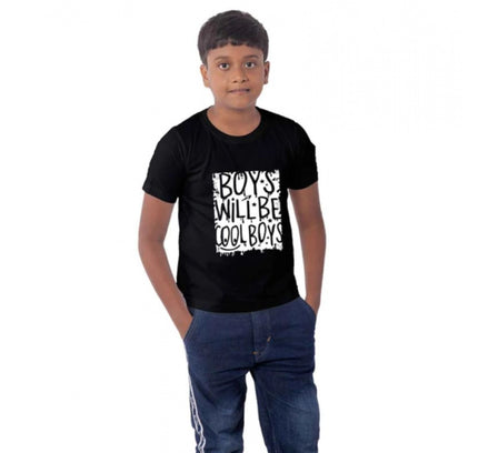 Boys Cotton Will Be Cool Half Sleeve TShirt (Black)