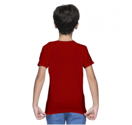 Boys Cotton Plain Half Sleeve TShirt (Maroon)
