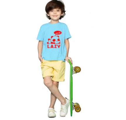 Boys Cotton Lazy Half Sleeve TShirt (Sky Blue)