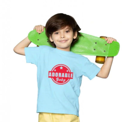 Boys Cotton Adorable Baby Half Sleeve TShirt (Sky Blue)