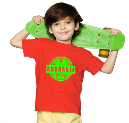 Boys Cotton Adorable Baby Half Sleeve TShirt (Red)