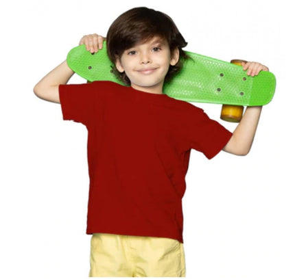 Boys Cotton Plain Half Sleeve TShirt (Maroon)