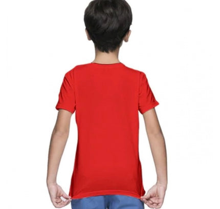 Boys Cotton Plain Half Sleeve TShirt (Red)
