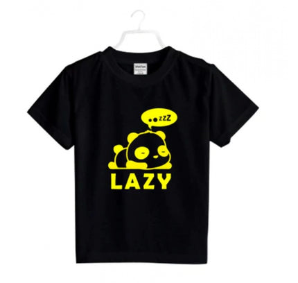 Boys Cotton Lazy Half Sleeve TShirt (Black)
