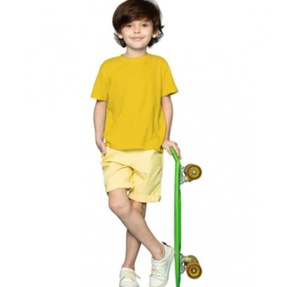 Boys Cotton Plain Half Sleeve TShirt (Yellow)