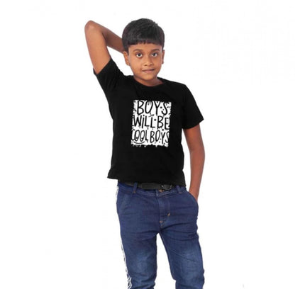 Boys Cotton Will Be Cool Half Sleeve TShirt (Black)