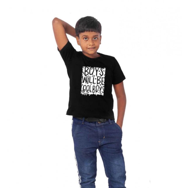Boys Cotton Will Be Cool Half Sleeve TShirt (Black)