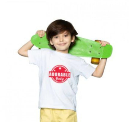 Boys Cotton Adorable Baby Half Sleeve TShirt (White)
