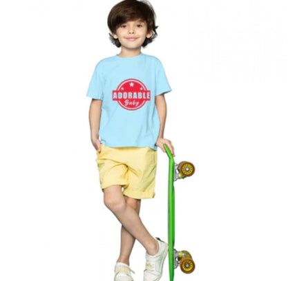 Boys Cotton Adorable Baby Half Sleeve TShirt (Sky Blue)
