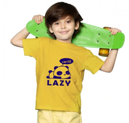 Boys Cotton Lazy Half Sleeve TShirt (Mustard)