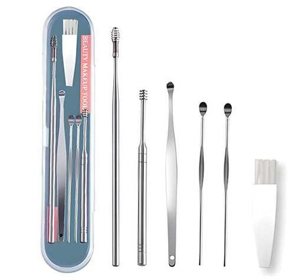 6-Piece Stainless Steel Ear Wax Removal Kit – Smooth Ear Cleaning Tools for Safe & Efficient Ear Care (Pack of 1)