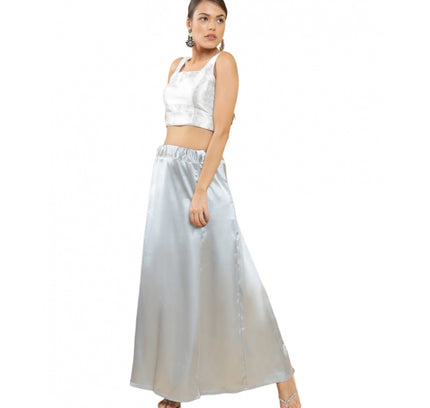 Women's Silk Solid Free Size Petticoat (Grey)