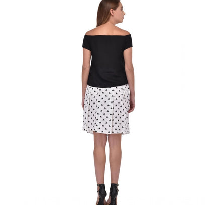 Women's Cotton Blend Solid Short Sleeves Dress (Black)