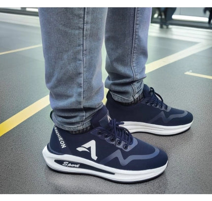 Men's Solid Synthetic Casual Shoes (Navy Blue)