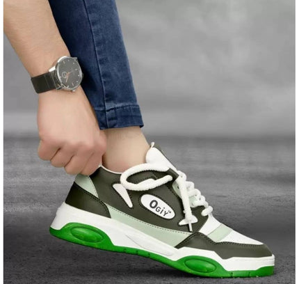 Men's Solid Synthetic Casual Shoes (Green)
