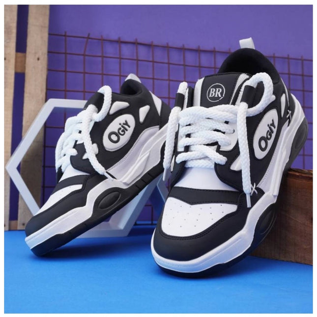 Men's Solid Synthetic Casual Shoes (Black)