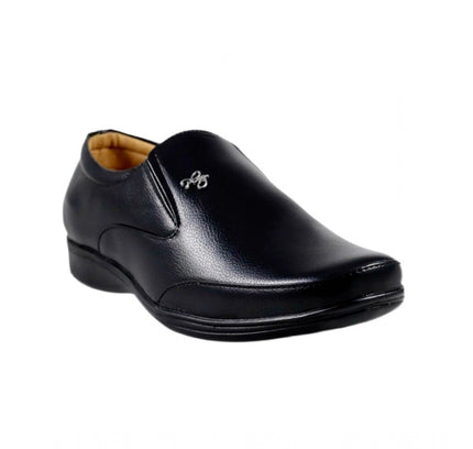 Men's Solid Synthetic Leather Formal Shoes (Black)