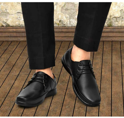 Men's Solid Synthetic Leather Formal Shoes (Black)