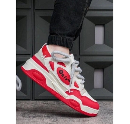 Men's Solid Synthetic Casual Shoes (Red)