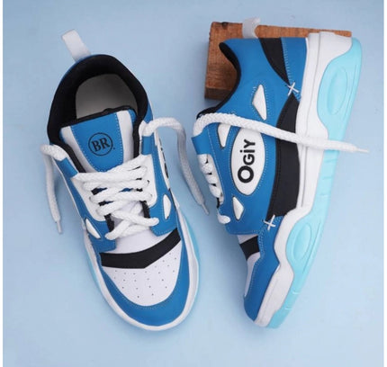 Men's Solid Synthetic Casual Shoes (Blue)