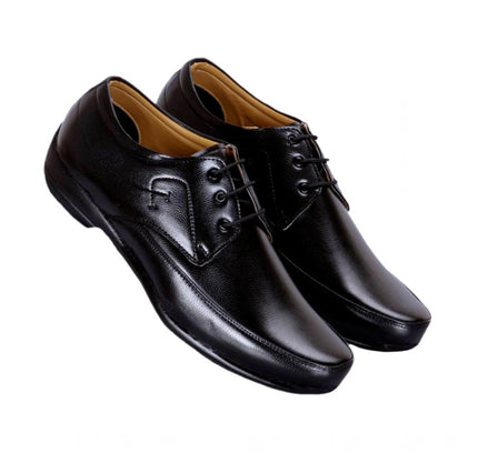 Men's Solid Synthetic Leather Formal Shoes (Black)